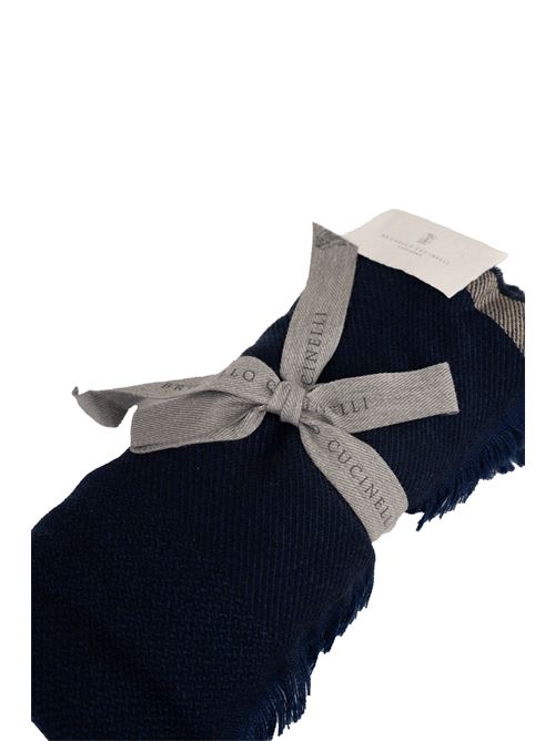 Sciarpa in lana e cashmere blu BRUNELLO CUCINELLI | MSC665ORCL616